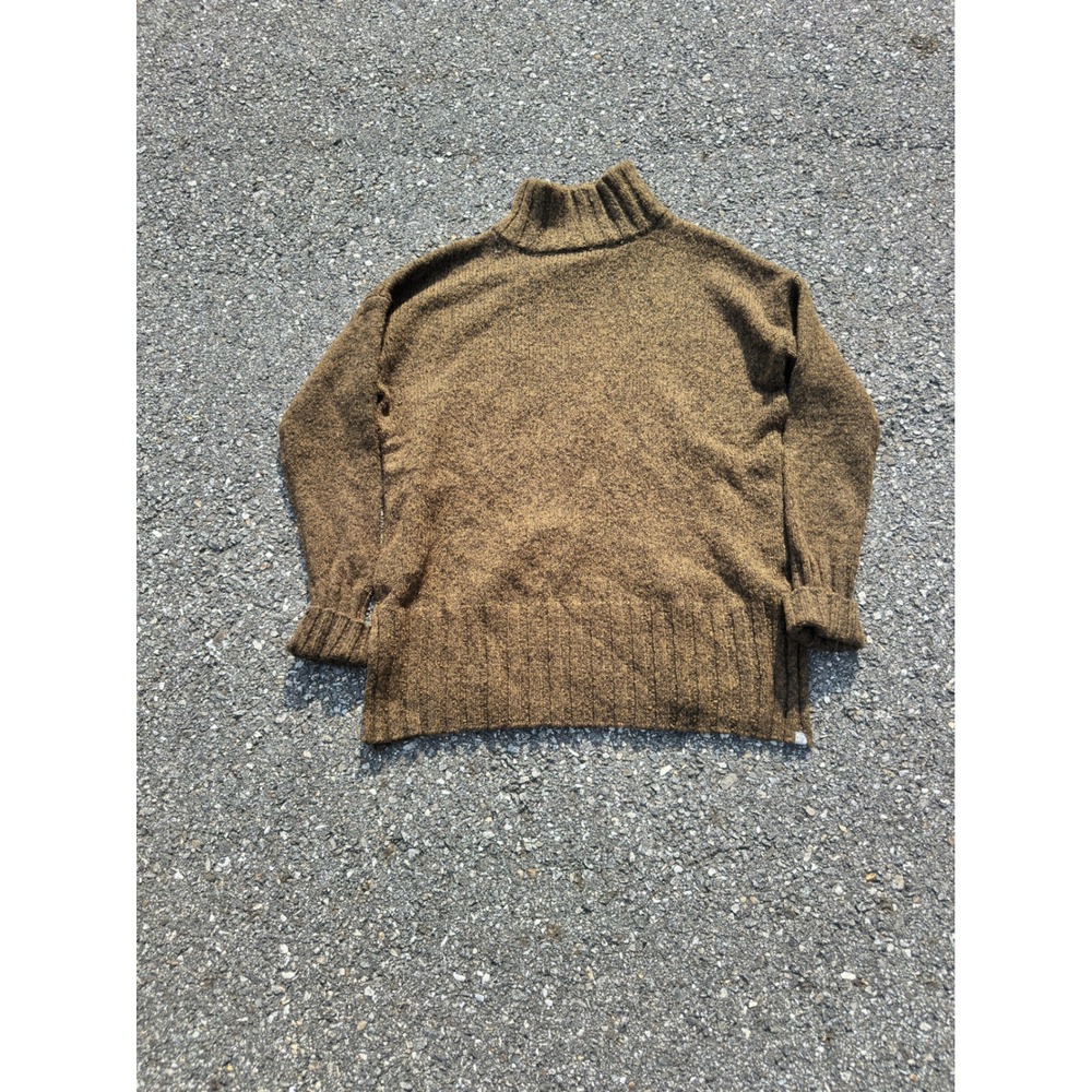 Eddie Bauer Womens Mock Neck Knit Sweater Brown Marled Long Sleeve Size L